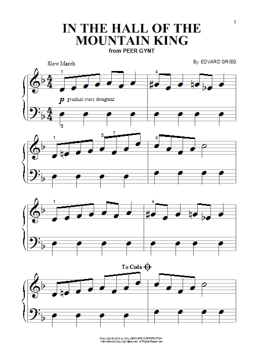 Preview Edvard Grieg In The Hall Of The Mountain King Classical sheet music, notes and chords for Piano (Big Notes), SKU: 26514 sheet music, piano notes, chords, guitar tabs, score, transpose, transcribe, how to play, guide, download, learn, tutorial, progression, song, artist, awards, billboard, mtv, vh1, tour, single, album, release