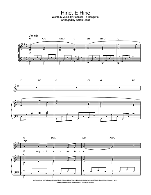 Preview Hayley Westenra Hine, E Hine Classical sheet music, notes and chords for Piano, Vocal & Guitar, SKU: 26547 sheet music, piano notes, chords, guitar tabs, score, transpose, transcribe, how to play, guide, download, learn, tutorial, progression, song, artist, awards, billboard, mtv, vh1, tour, single, album, release
