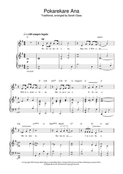 Preview Hayley Westenra Pokarekare Ana Classical sheet music, notes and chords for Piano, Vocal & Guitar, SKU: 26548 sheet music, piano notes, chords, guitar tabs, score, transpose, transcribe, how to play, guide, download, learn, tutorial, progression, song, artist, awards, billboard, mtv, vh1, tour, single, album, release
