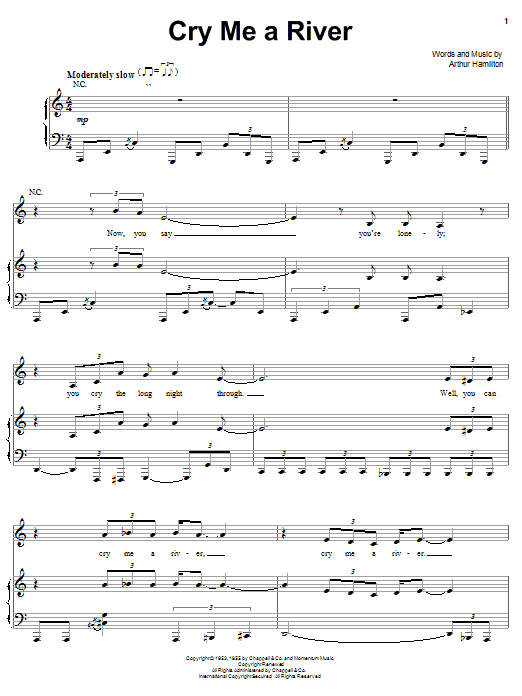 Preview Barbra Streisand Cry Me A River Jazz sheet music, notes and chords for Piano, Vocal & Guitar (Right-Hand Melody), SKU: 26551 sheet music, piano notes, chords, guitar tabs, score, transpose, transcribe, how to play, guide, download, learn, tutorial, progression, song, artist, awards, billboard, mtv, vh1, tour, single, album, release