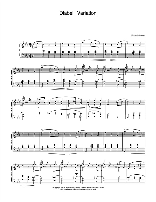 Preview Franz Schubert Variation on a Waltz by Diabelli, D.718 Classical sheet music, notes and chords for Piano, SKU: 26592 sheet music, piano notes, chords, guitar tabs, score, transpose, transcribe, how to play, guide, download, learn, tutorial, progression, song, artist, awards, billboard, mtv, vh1, tour, single, album, release
