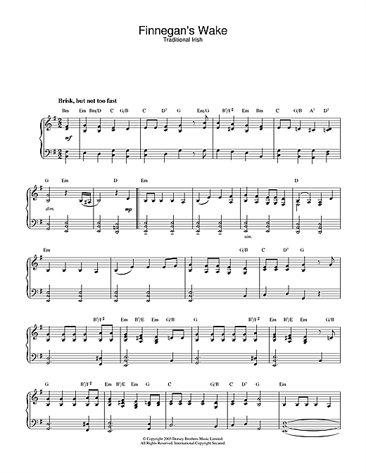Preview Irish Folksong Finnegan's Wake Folk sheet music, notes and chords for Piano, SKU: 26594 sheet music, piano notes, chords, guitar tabs, score, transpose, transcribe, how to play, guide, download, learn, tutorial, progression, song, artist, awards, billboard, mtv, vh1, tour, single, album, release