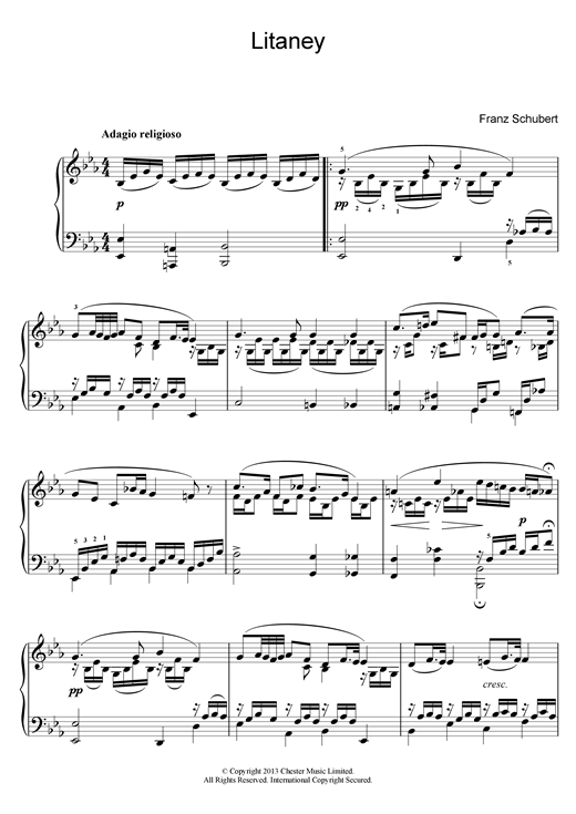 Preview Franz Schubert Litaney Classical sheet music, notes and chords for Piano, SKU: 26606 sheet music, piano notes, chords, guitar tabs, score, transpose, transcribe, how to play, guide, download, learn, tutorial, progression, song, artist, awards, billboard, mtv, vh1, tour, single, album, release
