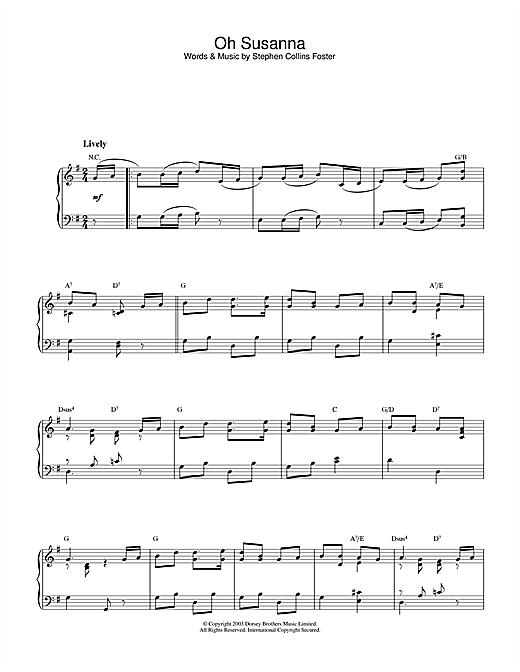 Preview Stephen Foster Oh! Susanna Folk sheet music, notes and chords for Piano, SKU: 26614 sheet music, piano notes, chords, guitar tabs, score, transpose, transcribe, how to play, guide, download, learn, tutorial, progression, song, artist, awards, billboard, mtv, vh1, tour, single, album, release