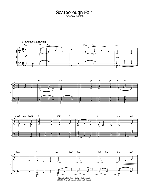 Preview Traditional Scarborough Fair Folk sheet music, notes and chords for Piano, SKU: 26616 sheet music, piano notes, chords, guitar tabs, score, transpose, transcribe, how to play, guide, download, learn, tutorial, progression, song, artist, awards, billboard, mtv, vh1, tour, single, album, release
