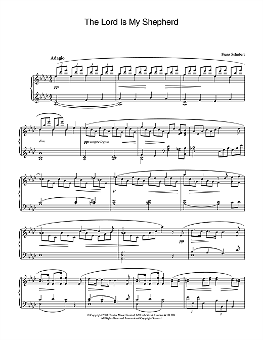 Preview Franz Schubert The Lord Is My Shepherd Classical sheet music, notes and chords for Piano, SKU: 26619 sheet music, piano notes, chords, guitar tabs, score, transpose, transcribe, how to play, guide, download, learn, tutorial, progression, song, artist, awards, billboard, mtv, vh1, tour, single, album, release