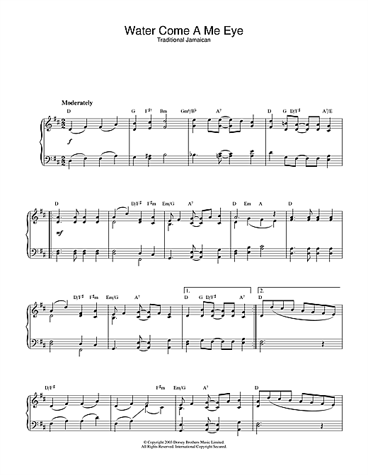 Preview Traditional Water Come A Me Eye Folk sheet music, notes and chords for Piano, SKU: 26624 sheet music, piano notes, chords, guitar tabs, score, transpose, transcribe, how to play, guide, download, learn, tutorial, progression, song, artist, awards, billboard, mtv, vh1, tour, single, album, release