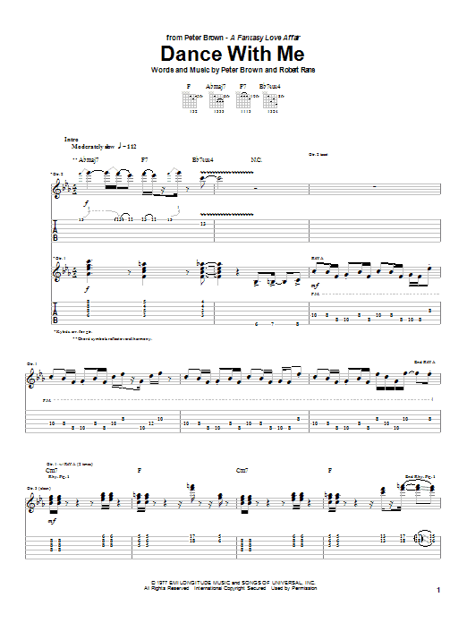 Preview Peter Brown Dance With Me R & B sheet music, notes and chords for Guitar Tab, SKU: 26660 sheet music, piano notes, chords, guitar tabs, score, transpose, transcribe, how to play, guide, download, learn, tutorial, progression, song, artist, awards, billboard, mtv, vh1, tour, single, album, release