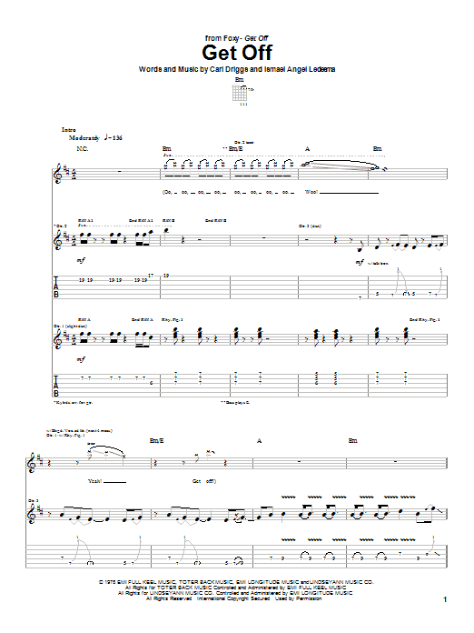 Preview Foxy Get Off Rock sheet music, notes and chords for Guitar Tab, SKU: 26661 sheet music, piano notes, chords, guitar tabs, score, transpose, transcribe, how to play, guide, download, learn, tutorial, progression, song, artist, awards, billboard, mtv, vh1, tour, single, album, release