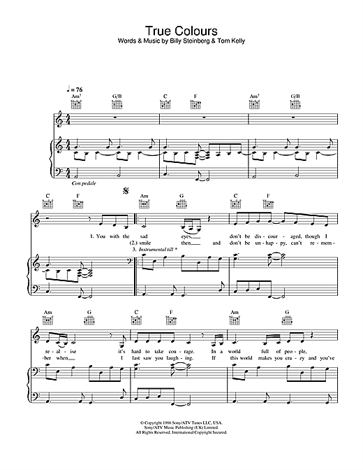 Preview Eva Cassidy True Colours Jazz sheet music, notes and chords for Piano, Vocal & Guitar, SKU: 26698 sheet music, piano notes, chords, guitar tabs, score, transpose, transcribe, how to play, guide, download, learn, tutorial, progression, song, artist, awards, billboard, mtv, vh1, tour, single, album, release