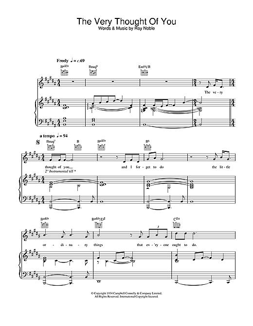 Preview Rod Stewart The Very Thought Of You Pop sheet music, notes and chords for Piano, Vocal & Guitar (Right-Hand Melody), SKU: 26814 sheet music, piano notes, chords, guitar tabs, score, transpose, transcribe, how to play, guide, download, learn, tutorial, progression, song, artist, awards, billboard, mtv, vh1, tour, single, album, release