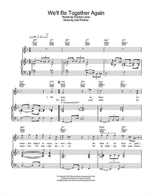 Preview Rod Stewart We'll Be Together Again Pop sheet music, notes and chords for Piano, Vocal & Guitar, SKU: 26819 sheet music, piano notes, chords, guitar tabs, score, transpose, transcribe, how to play, guide, download, learn, tutorial, progression, song, artist, awards, billboard, mtv, vh1, tour, single, album, release