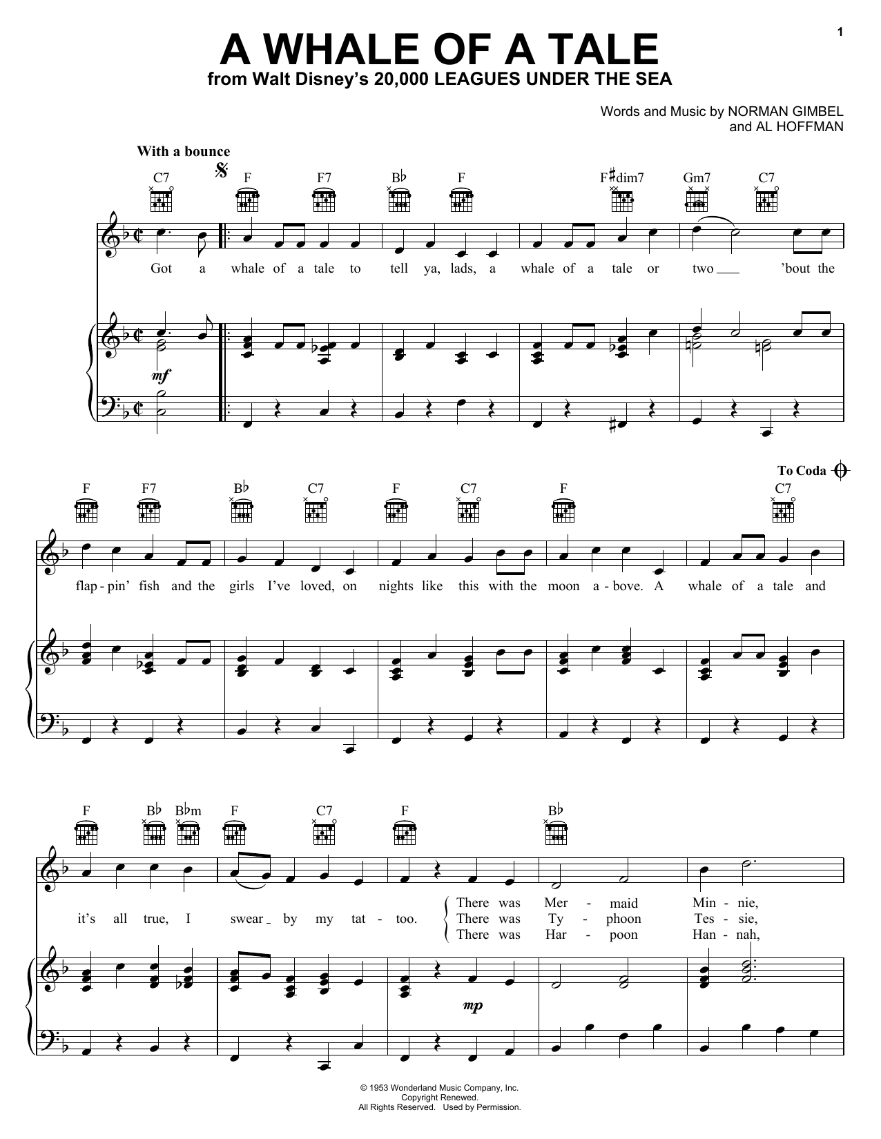 Preview Norman Gimbel A Whale Of A Tale Children sheet music, notes and chords for Piano, Vocal & Guitar (Right-Hand Melody), SKU: 26845 sheet music, piano notes, chords, guitar tabs, score, transpose, transcribe, how to play, guide, download, learn, tutorial, progression, song, artist, awards, billboard, mtv, vh1, tour, single, album, release