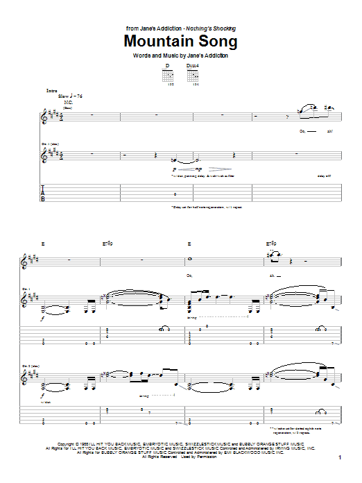 Preview Jane's Addiction Mountain Song Metal sheet music, notes and chords for Guitar Tab, SKU: 26872 sheet music, piano notes, chords, guitar tabs, score, transpose, transcribe, how to play, guide, download, learn, tutorial, progression, song, artist, awards, billboard, mtv, vh1, tour, single, album, release