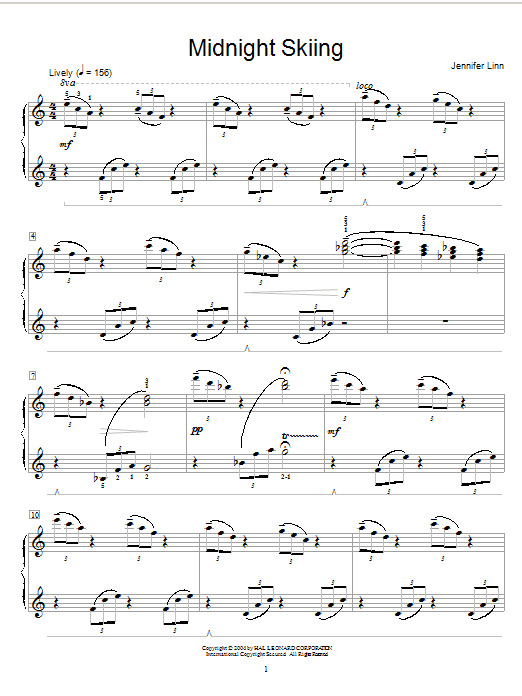 Preview Jennifer Linn Midnight Skiing Pop sheet music, notes and chords for Educational Piano, SKU: 26924 sheet music, piano notes, chords, guitar tabs, score, transpose, transcribe, how to play, guide, download, learn, tutorial, progression, song, artist, awards, billboard, mtv, vh1, tour, single, album, release