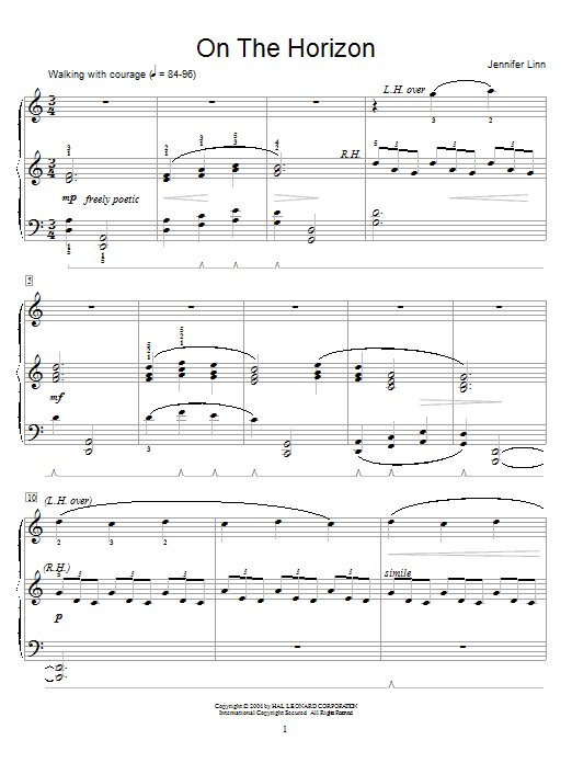 Preview Jennifer Linn On The Horizon Pop sheet music, notes and chords for Educational Piano, SKU: 26925 sheet music, piano notes, chords, guitar tabs, score, transpose, transcribe, how to play, guide, download, learn, tutorial, progression, song, artist, awards, billboard, mtv, vh1, tour, single, album, release