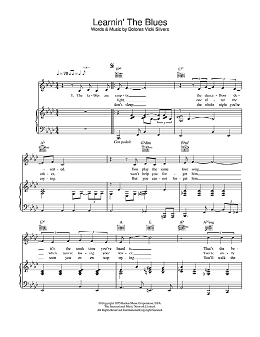 Preview Katie Melua Learnin' The Blues Pop sheet music, notes and chords for Piano, Vocal & Guitar, SKU: 26951 sheet music, piano notes, chords, guitar tabs, score, transpose, transcribe, how to play, guide, download, learn, tutorial, progression, song, artist, awards, billboard, mtv, vh1, tour, single, album, release