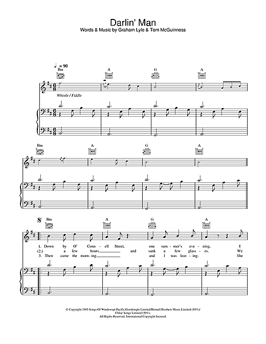 Preview Graham Lyle Darlin' Man Pop sheet music, notes and chords for Piano, Vocal & Guitar, SKU: 26954 sheet music, piano notes, chords, guitar tabs, score, transpose, transcribe, how to play, guide, download, learn, tutorial, progression, song, artist, awards, billboard, mtv, vh1, tour, single, album, release