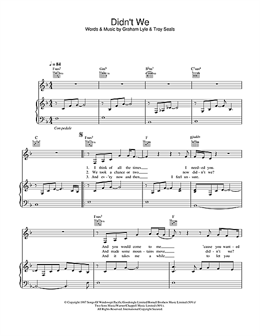 Preview Graham Lyle Didn't We Pop sheet music, notes and chords for Piano, Vocal & Guitar, SKU: 26955 sheet music, piano notes, chords, guitar tabs, score, transpose, transcribe, how to play, guide, download, learn, tutorial, progression, song, artist, awards, billboard, mtv, vh1, tour, single, album, release