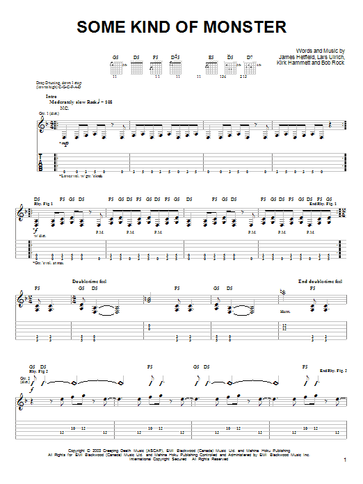 Preview Metallica Some Kind Of Monster Metal sheet music, notes and chords for Easy Guitar Tab, SKU: 26990 sheet music, piano notes, chords, guitar tabs, score, transpose, transcribe, how to play, guide, download, learn, tutorial, progression, song, artist, awards, billboard, mtv, vh1, tour, single, album, release