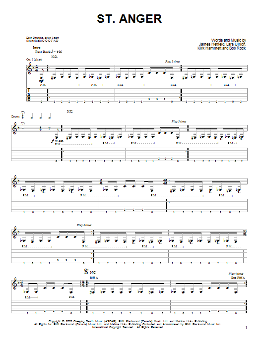 Preview Metallica St. Anger Pop sheet music, notes and chords for Easy Guitar Tab, SKU: 26991 sheet music, piano notes, chords, guitar tabs, score, transpose, transcribe, how to play, guide, download, learn, tutorial, progression, song, artist, awards, billboard, mtv, vh1, tour, single, album, release