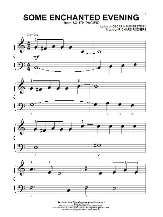 Preview Rodgers & Hammerstein Some Enchanted Evening Broadway sheet music, notes and chords for Piano (Big Notes), SKU: 27011 sheet music, piano notes, chords, guitar tabs, score, transpose, transcribe, how to play, guide, download, learn, tutorial, progression, song, artist, awards, billboard, mtv, vh1, tour, single, album, release