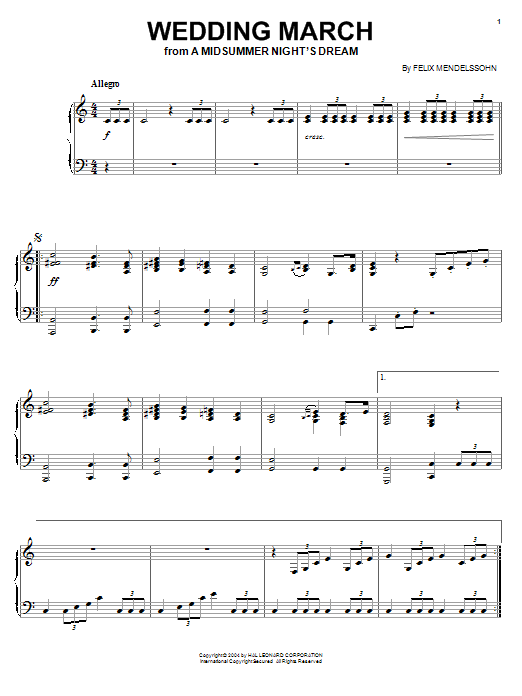 Preview Felix Mendelssohn Wedding March Classical sheet music, notes and chords for Piano, SKU: 27021 sheet music, piano notes, chords, guitar tabs, score, transpose, transcribe, how to play, guide, download, learn, tutorial, progression, song, artist, awards, billboard, mtv, vh1, tour, single, album, release