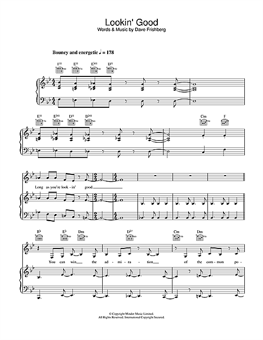 Preview Jamie Cullum Lookin' Good Jazz sheet music, notes and chords for Piano, Vocal & Guitar, SKU: 27035 sheet music, piano notes, chords, guitar tabs, score, transpose, transcribe, how to play, guide, download, learn, tutorial, progression, song, artist, awards, billboard, mtv, vh1, tour, single, album, release