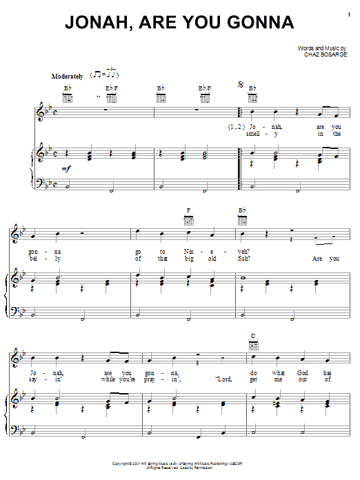Preview Chaz Bosarge Jonah, Are You Gonna Children sheet music, notes and chords for Piano, Vocal & Guitar (Right-Hand Melody), SKU: 27053 sheet music, piano notes, chords, guitar tabs, score, transpose, transcribe, how to play, guide, download, learn, tutorial, progression, song, artist, awards, billboard, mtv, vh1, tour, single, album, release