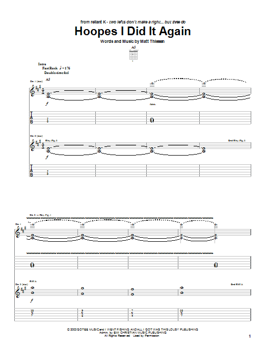 Preview Relient K Hoopes I Did It Again Rock sheet music, notes and chords for Guitar Tab, SKU: 27105 sheet music, piano notes, chords, guitar tabs, score, transpose, transcribe, how to play, guide, download, learn, tutorial, progression, song, artist, awards, billboard, mtv, vh1, tour, single, album, release