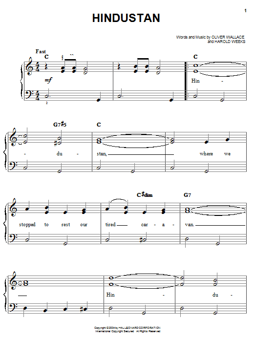Preview Rosemary Clooney Hindustan Jazz sheet music, notes and chords for Easy Piano, SKU: 27144 sheet music, piano notes, chords, guitar tabs, score, transpose, transcribe, how to play, guide, download, learn, tutorial, progression, song, artist, awards, billboard, mtv, vh1, tour, single, album, release