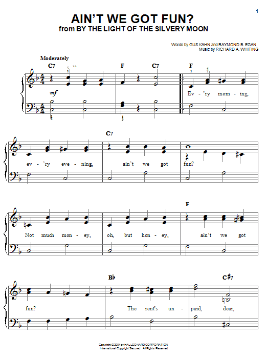 Preview Doris Day Ain't We Got Fun? Pop sheet music, notes and chords for Easy Piano, SKU: 27147 sheet music, piano notes, chords, guitar tabs, score, transpose, transcribe, how to play, guide, download, learn, tutorial, progression, song, artist, awards, billboard, mtv, vh1, tour, single, album, release