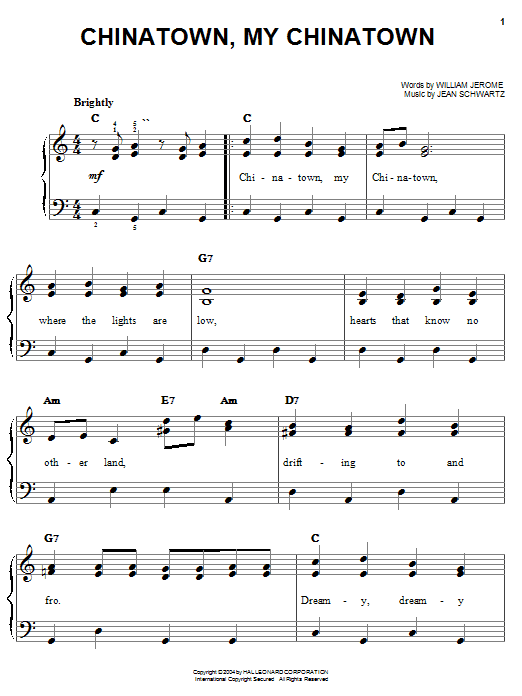 Preview Louis Armstrong Chinatown, My Chinatown Jazz sheet music, notes and chords for Easy Piano, SKU: 27170 sheet music, piano notes, chords, guitar tabs, score, transpose, transcribe, how to play, guide, download, learn, tutorial, progression, song, artist, awards, billboard, mtv, vh1, tour, single, album, release