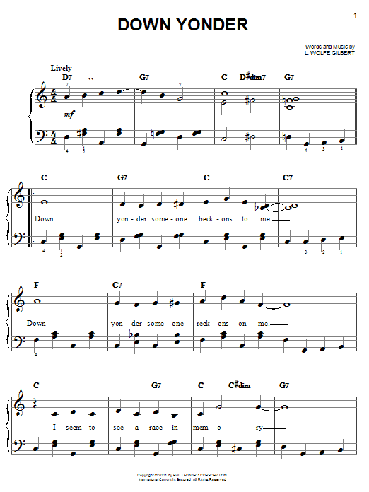Preview Willie Nelson Down Yonder Jazz sheet music, notes and chords for Easy Piano, SKU: 27178 sheet music, piano notes, chords, guitar tabs, score, transpose, transcribe, how to play, guide, download, learn, tutorial, progression, song, artist, awards, billboard, mtv, vh1, tour, single, album, release