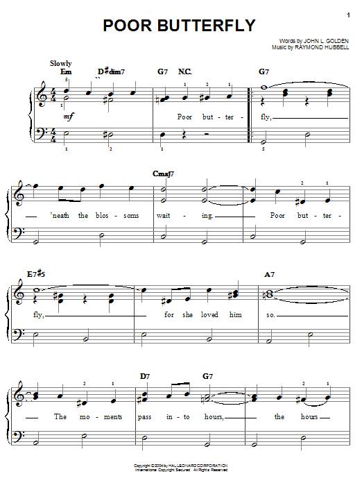 Preview Sarah Vaughan Poor Butterfly Jazz sheet music, notes and chords for Easy Piano, SKU: 27204 sheet music, piano notes, chords, guitar tabs, score, transpose, transcribe, how to play, guide, download, learn, tutorial, progression, song, artist, awards, billboard, mtv, vh1, tour, single, album, release