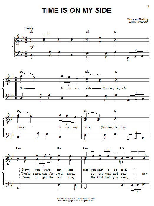 Preview The Rolling Stones Time Is On My Side Rock sheet music, notes and chords for Easy Piano, SKU: 27224 sheet music, piano notes, chords, guitar tabs, score, transpose, transcribe, how to play, guide, download, learn, tutorial, progression, song, artist, awards, billboard, mtv, vh1, tour, single, album, release