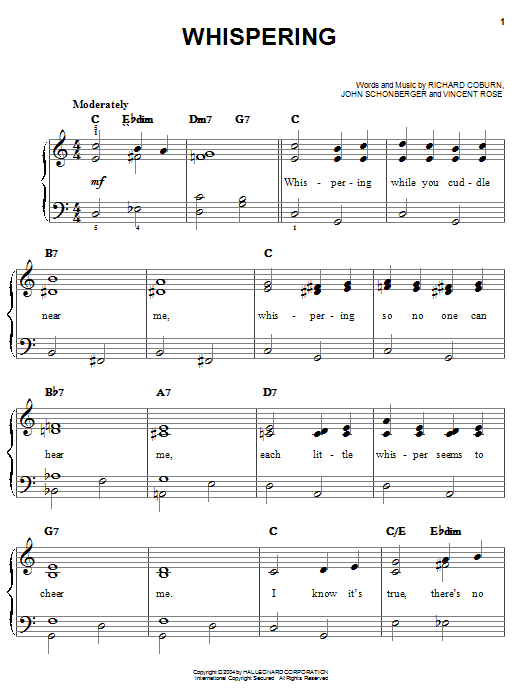 Preview Benny Goodman Whispering Jazz sheet music, notes and chords for Easy Piano, SKU: 27228 sheet music, piano notes, chords, guitar tabs, score, transpose, transcribe, how to play, guide, download, learn, tutorial, progression, song, artist, awards, billboard, mtv, vh1, tour, single, album, release