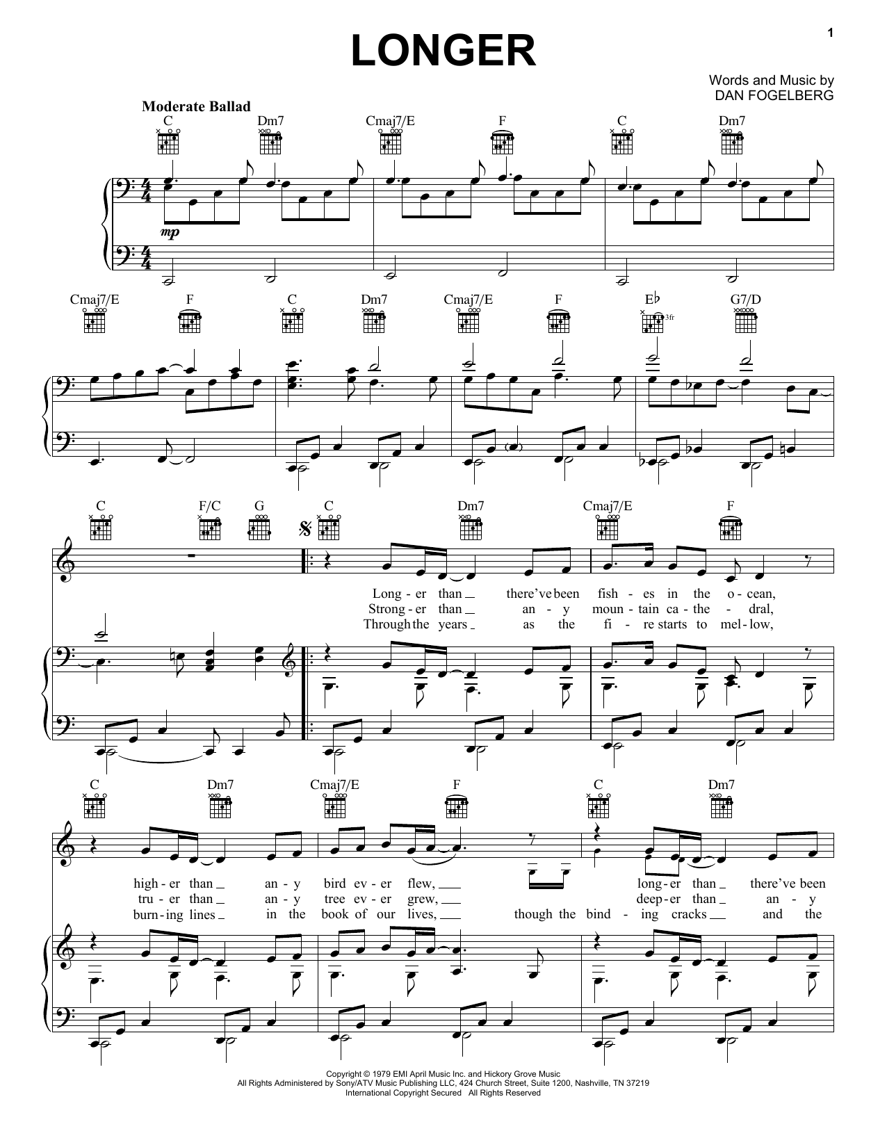 Preview Dan Fogelberg Longer Folk sheet music, notes and chords for Piano, Vocal & Guitar (Right-Hand Melody), SKU: 27237 sheet music, piano notes, chords, guitar tabs, score, transpose, transcribe, how to play, guide, download, learn, tutorial, progression, song, artist, awards, billboard, mtv, vh1, tour, single, album, release