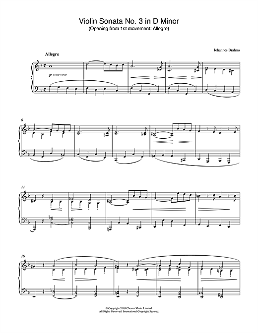 Preview Johannes Brahms Violin Sonata No. 3 in D Minor (Opening from 1st movement: Allegro) Classical sheet music, notes and chords for Piano, SKU: 27445 sheet music, piano notes, chords, guitar tabs, score, transpose, transcribe, how to play, guide, download, learn, tutorial, progression, song, artist, awards, billboard, mtv, vh1, tour, single, album, release