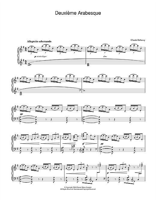 Preview Claude Debussy Deuxième Arabesque Post-1900 sheet music, notes and chords for Piano, SKU: 28412 sheet music, piano notes, chords, guitar tabs, score, transpose, transcribe, how to play, guide, download, learn, tutorial, progression, song, artist, awards, billboard, mtv, vh1, tour, single, album, release