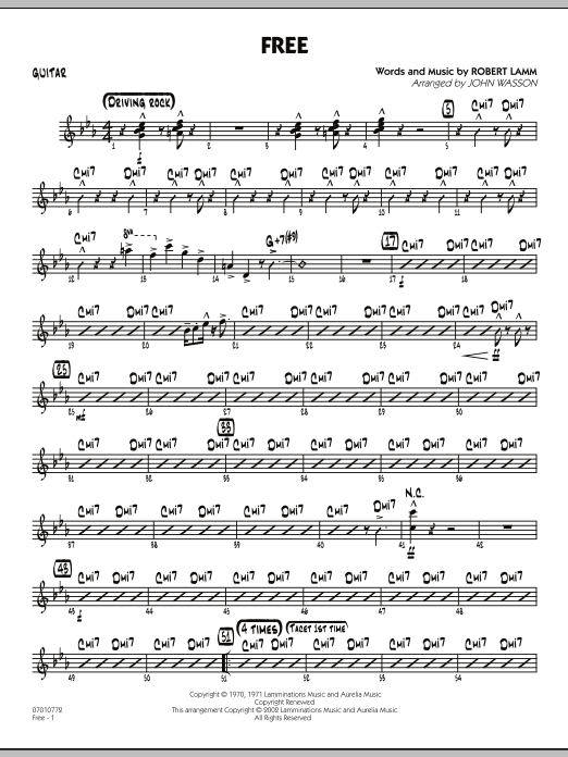 Preview John Wasson Free - Guitar Pop sheet music, notes and chords for Jazz Ensemble, SKU: 285374 sheet music, piano notes, chords, guitar tabs, score, transpose, transcribe, how to play, guide, download, learn, tutorial, progression, song, artist, awards, billboard, mtv, vh1, tour, single, album, release