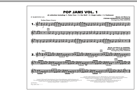 Preview Paul Murtha Pop Jams: Vol. 1 - Eb Baritone Sax Pop sheet music, notes and chords for Marching Band, SKU: 288668 sheet music, piano notes, chords, guitar tabs, score, transpose, transcribe, how to play, guide, download, learn, tutorial, progression, song, artist, awards, billboard, mtv, vh1, tour, single, album, release