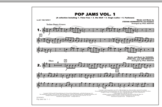Preview Paul Murtha Pop Jams: Vol. 1 - 1st Bb Trumpet Pop sheet music, notes and chords for Marching Band, SKU: 288669 sheet music, piano notes, chords, guitar tabs, score, transpose, transcribe, how to play, guide, download, learn, tutorial, progression, song, artist, awards, billboard, mtv, vh1, tour, single, album, release