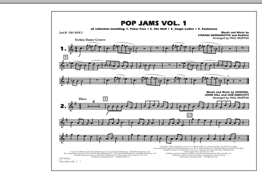 Preview Paul Murtha Pop Jams: Vol. 1 - 2nd Bb Trumpet Pop sheet music, notes and chords for Marching Band, SKU: 288670 sheet music, piano notes, chords, guitar tabs, score, transpose, transcribe, how to play, guide, download, learn, tutorial, progression, song, artist, awards, billboard, mtv, vh1, tour, single, album, release
