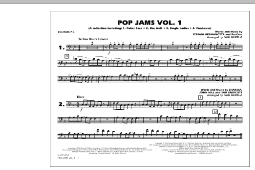 Preview Paul Murtha Pop Jams: Vol. 1 - Trombone Pop sheet music, notes and chords for Marching Band, SKU: 288673 sheet music, piano notes, chords, guitar tabs, score, transpose, transcribe, how to play, guide, download, learn, tutorial, progression, song, artist, awards, billboard, mtv, vh1, tour, single, album, release
