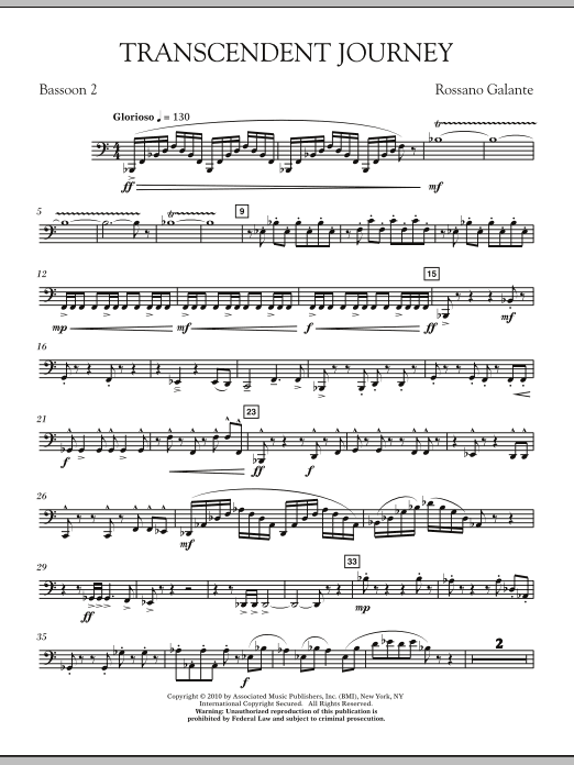Preview Rossano Galante Transcendent Journey - Bassoon 2 Classical sheet music, notes and chords for Concert Band, SKU: 293329 sheet music, piano notes, chords, guitar tabs, score, transpose, transcribe, how to play, guide, download, learn, tutorial, progression, song, artist, awards, billboard, mtv, vh1, tour, single, album, release