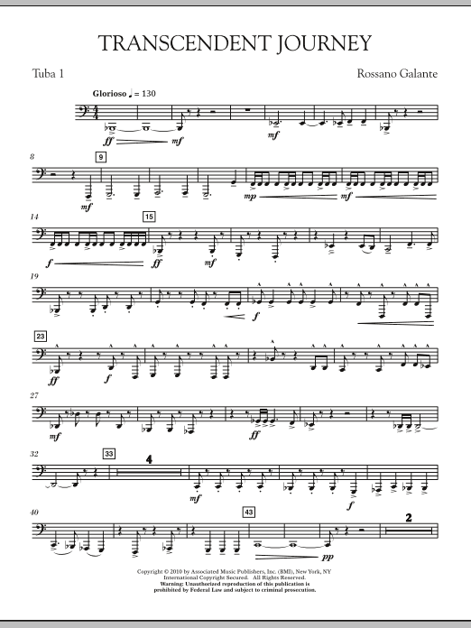 Preview Rossano Galante Transcendent Journey - Tuba 1 Classical sheet music, notes and chords for Concert Band, SKU: 293349 sheet music, piano notes, chords, guitar tabs, score, transpose, transcribe, how to play, guide, download, learn, tutorial, progression, song, artist, awards, billboard, mtv, vh1, tour, single, album, release