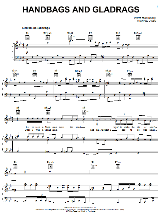 Rod Handbags And Gladrags Sheet Music Notes Chords Preview Printable Scores Chords
