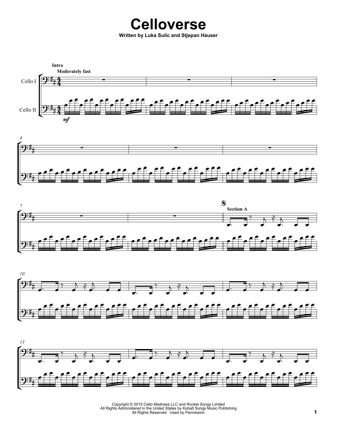 2Cellos Celloverse sheet music notes and chords. Download Printable PDF.