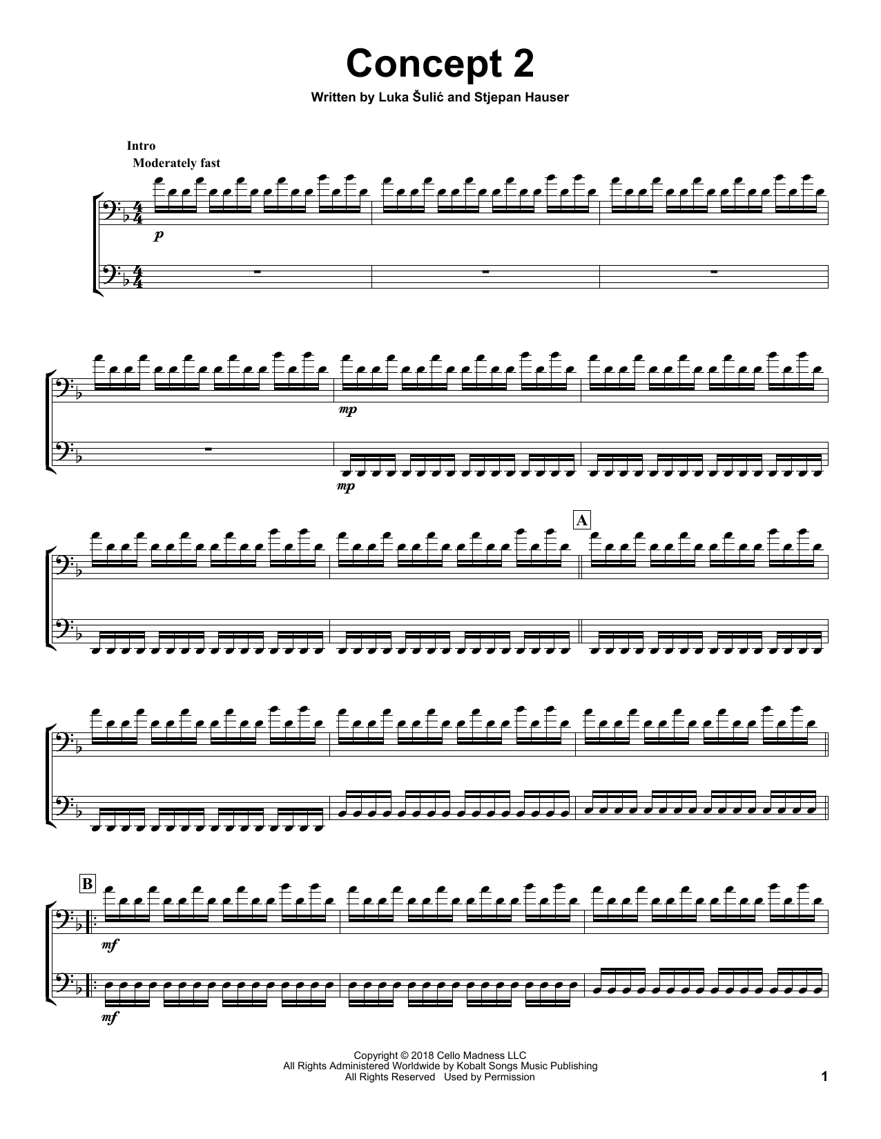 2Cellos Concept2 sheet music notes and chords. Download Printable PDF.